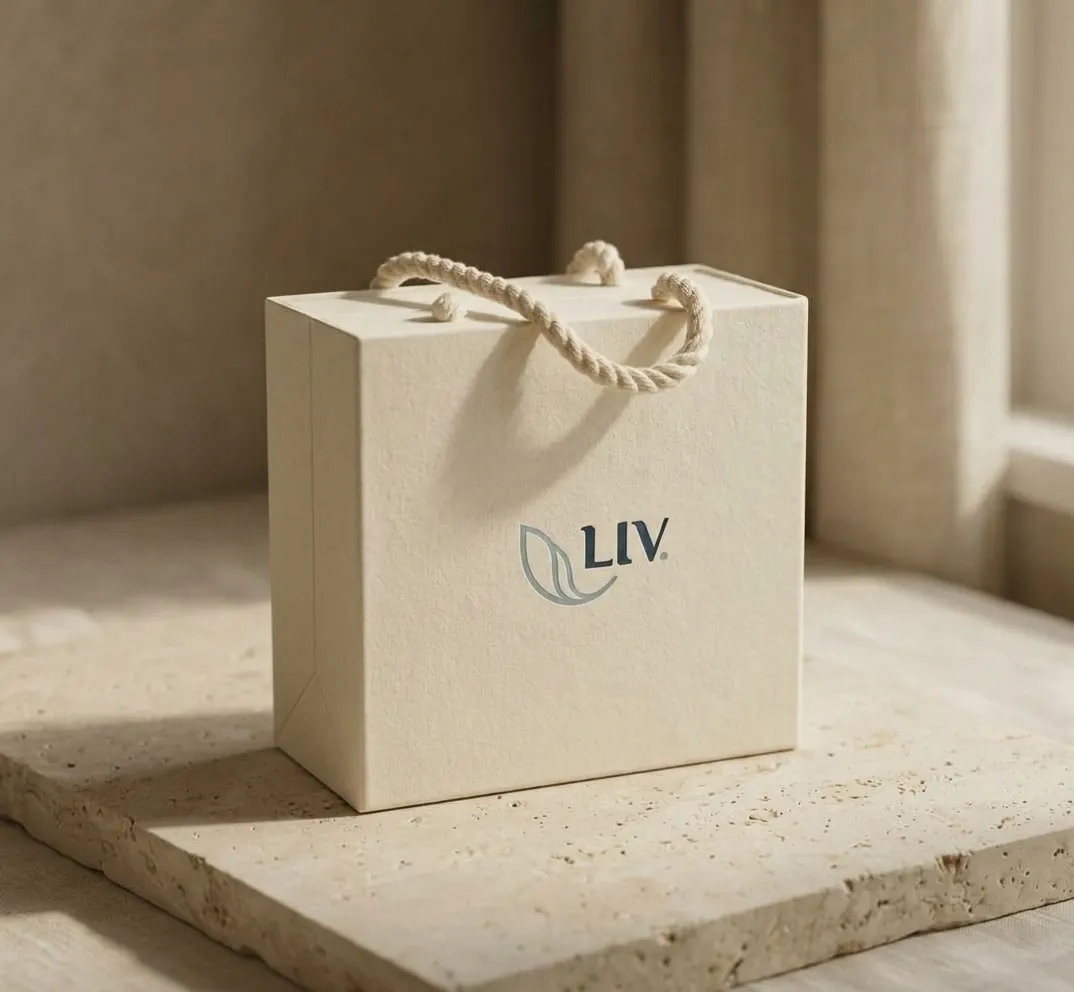 Vale-presente de massagem do LIV na caixa de presente com alça de corda